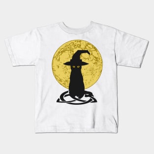 Witch Black Cat | Moon Cat | Wizard Cat Kids T-Shirt